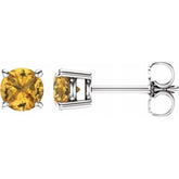 14K White 5 mm Natural Yellow Sapphire Earrings
